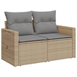 Afuera Living 2-Seater Poly Rattan And Powder-Coated Steel Garden Sofa in Beige