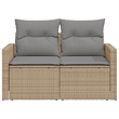 Afuera Living 2-Seater Poly Rattan And Powder-Coated Steel Garden Sofa in Beige