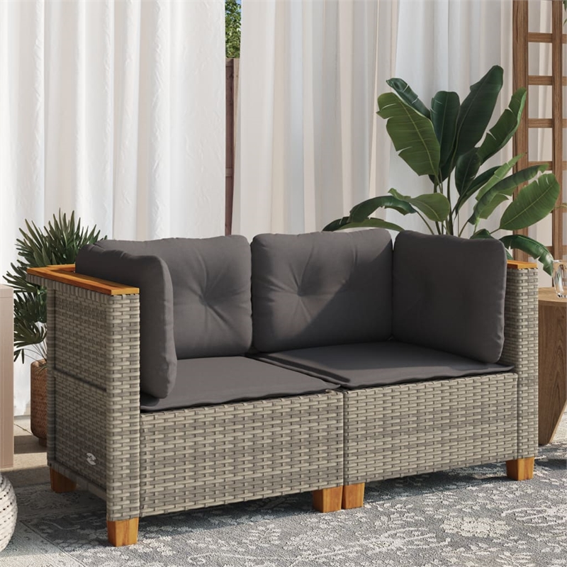 Afuera Living Contemporary Rattan 2-Piece Garden Sofa Set in Gray