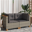 Afuera Living Contemporary Rattan 2-Piece Garden Sofa Set in Gray