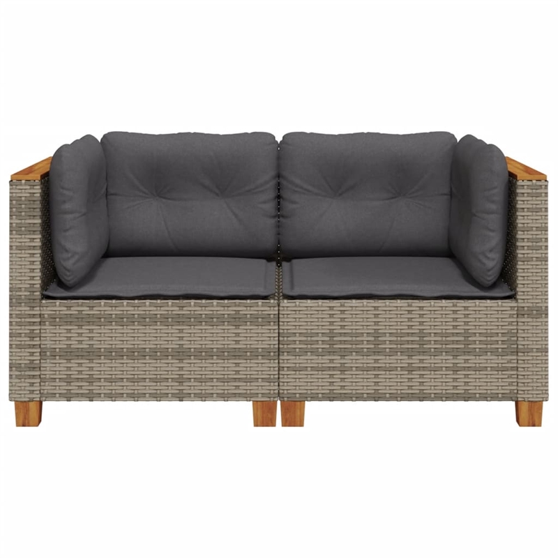 Afuera Living Contemporary Rattan 2-Piece Garden Sofa Set in Gray