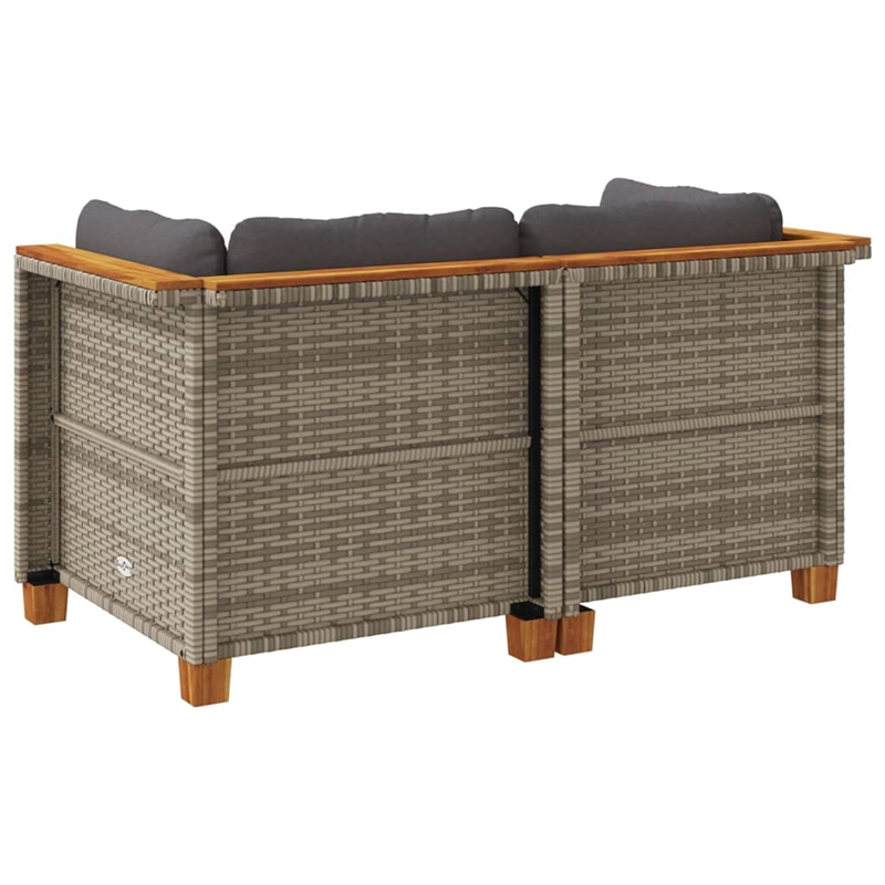 Afuera Living Contemporary Rattan 2-Piece Garden Sofa Set in Gray