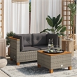 Afuera Living Contemporary Rattan 2-Piece Garden Sofa Set in Gray