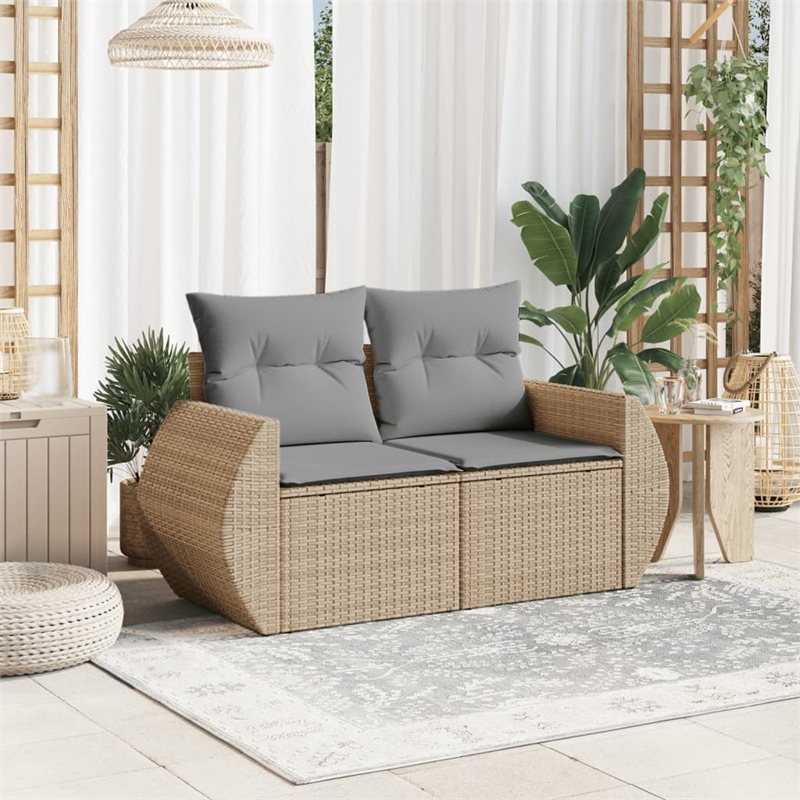Afuera Living Medium Poly Rattan And Powder-Coated Steel Garden Sofa in Beige