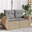 Afuera Living Medium Poly Rattan And Powder-Coated Steel Garden Sofa in Beige