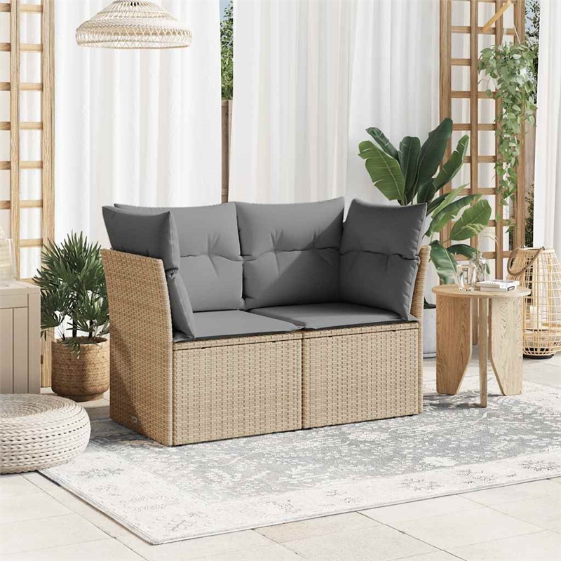 Afuera Living 2-Seater PE Rattan Modular Garden Sofa in Beige