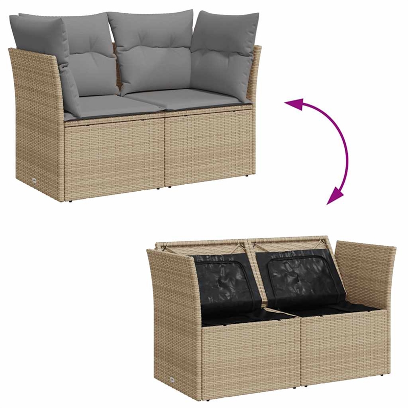 Afuera Living 2-Seater PE Rattan Modular Garden Sofa in Beige