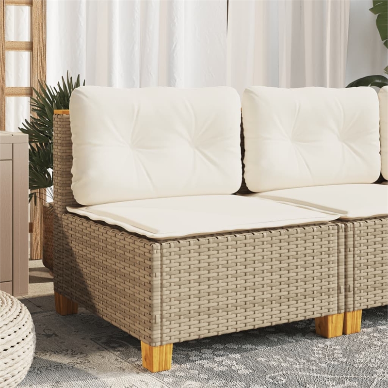 Afuera Living Contemporary Synthetic Poly Rattan Garden Sofa in Beige