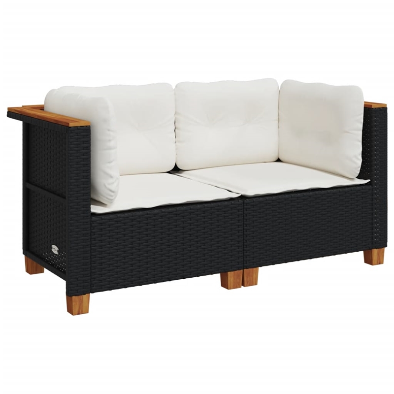 Afuera Living 2-Piece Regular Modular PE Rattan Garden Sofa Set in Black