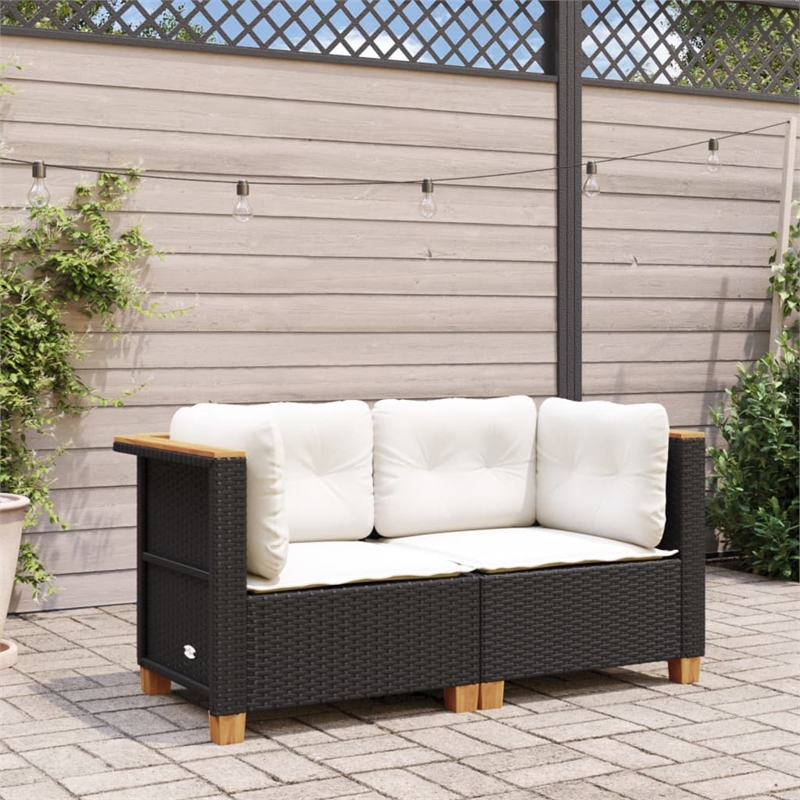 Afuera Living 2-Piece Regular Modular PE Rattan Garden Sofa Set in Black
