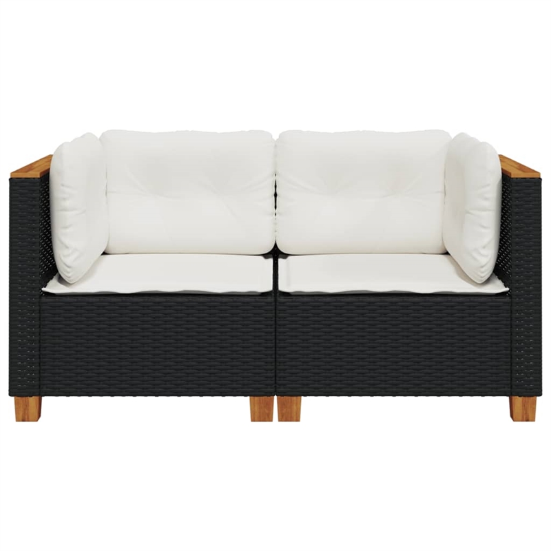Afuera Living 2-Piece Regular Modular PE Rattan Garden Sofa Set in Black
