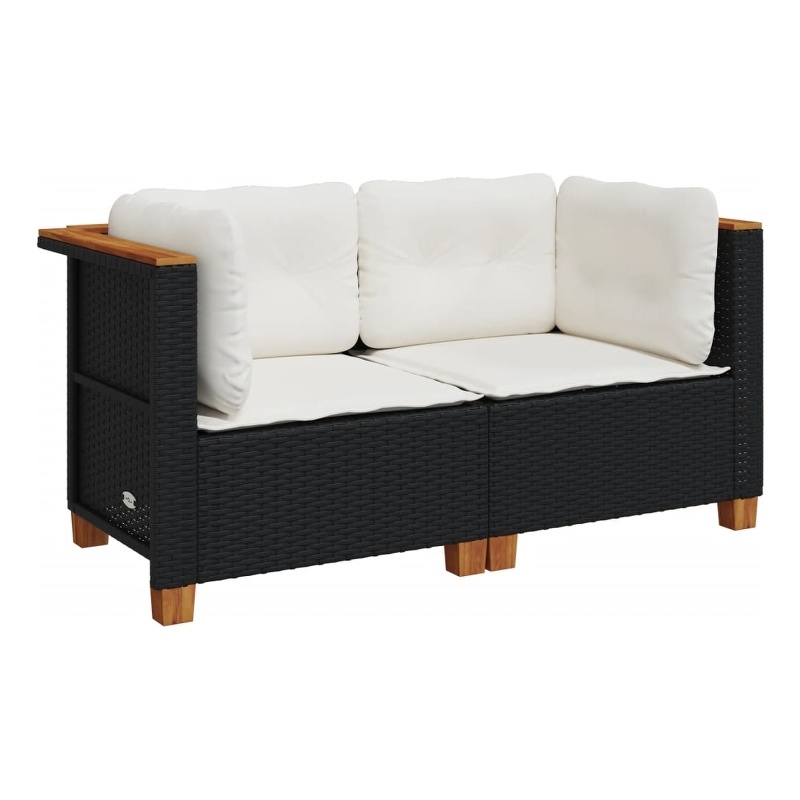 Afuera Living 2-Piece Regular Modular PE Rattan Garden Sofa Set in Black