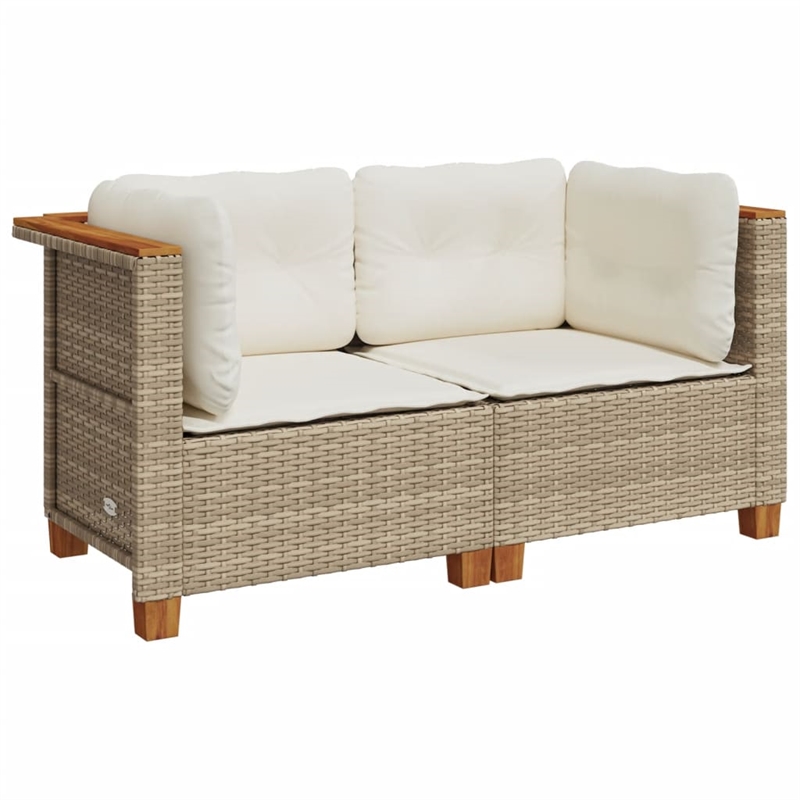 Afuera Living 2-Piece Medium Modular PE Rattan Garden Sofa Set in Beige