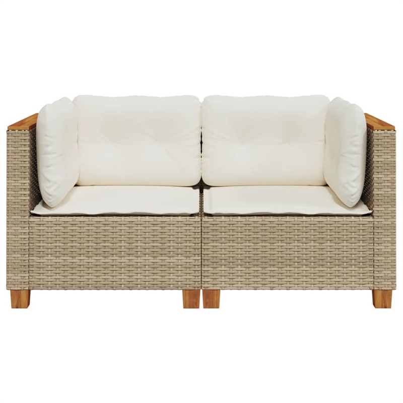 Afuera Living 2-Piece Medium Modular PE Rattan Garden Sofa Set in Beige