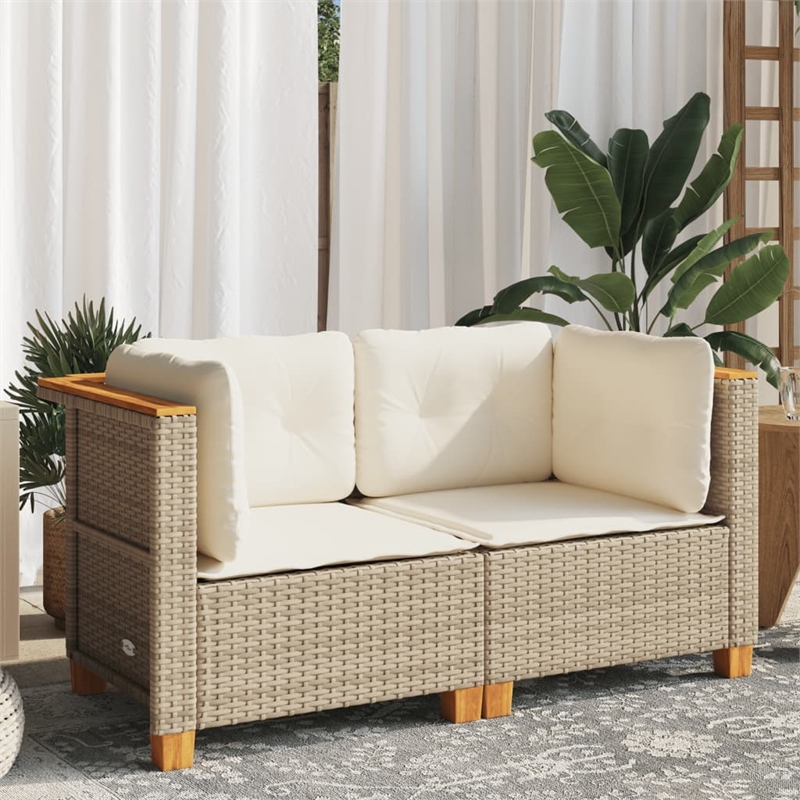 Afuera Living 2-Piece Medium Modular PE Rattan Garden Sofa Set in Beige