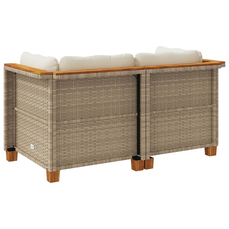 Afuera Living 2-Piece Medium Modular PE Rattan Garden Sofa Set in Beige