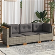 Afuera Living Contemporary Rattan 3-Piece Garden Sofa Set in Gray