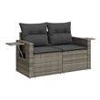 Afuera Living 2-Seater Rattan & Steel & Polyester Garden Sofa in Gray