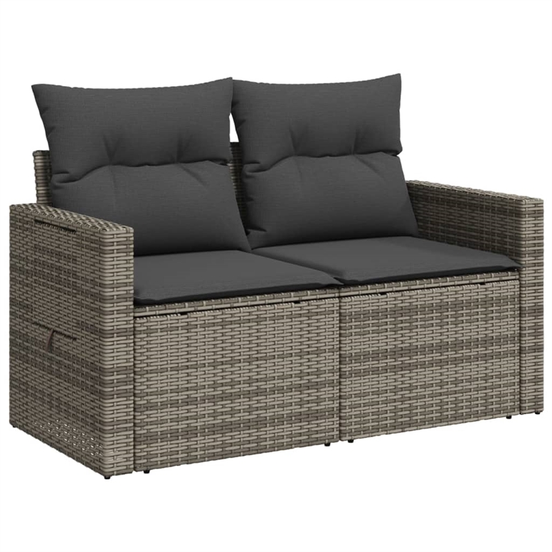 Afuera Living 2-Seater Rattan & Steel & Polyester Garden Sofa in Gray