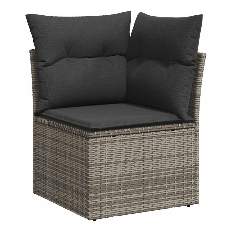 Afuera Living Poly Rattan Patio Corner Sofa With Cushions in Dark Gray