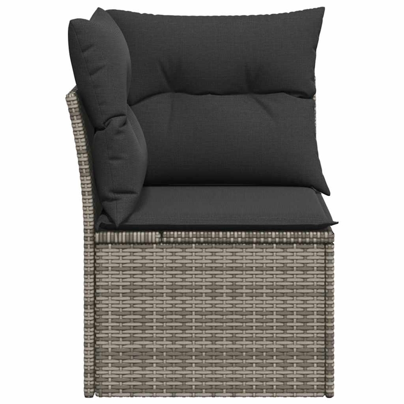 Afuera Living Poly Rattan Patio Corner Sofa With Cushions in Dark Gray