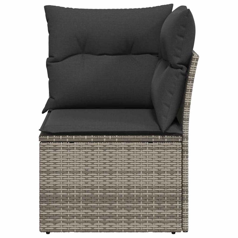 Afuera Living Poly Rattan Patio Corner Sofa With Cushions in Dark Gray