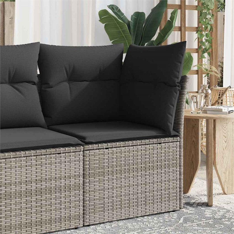 Afuera Living Poly Rattan Patio Corner Sofa With Cushions in Dark Gray