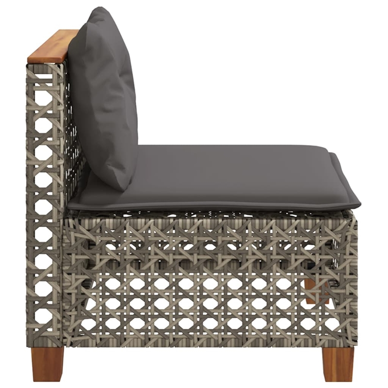 Afuera Living Poly Rattan Patio Armless Sofa With Cushions in Dark Gray