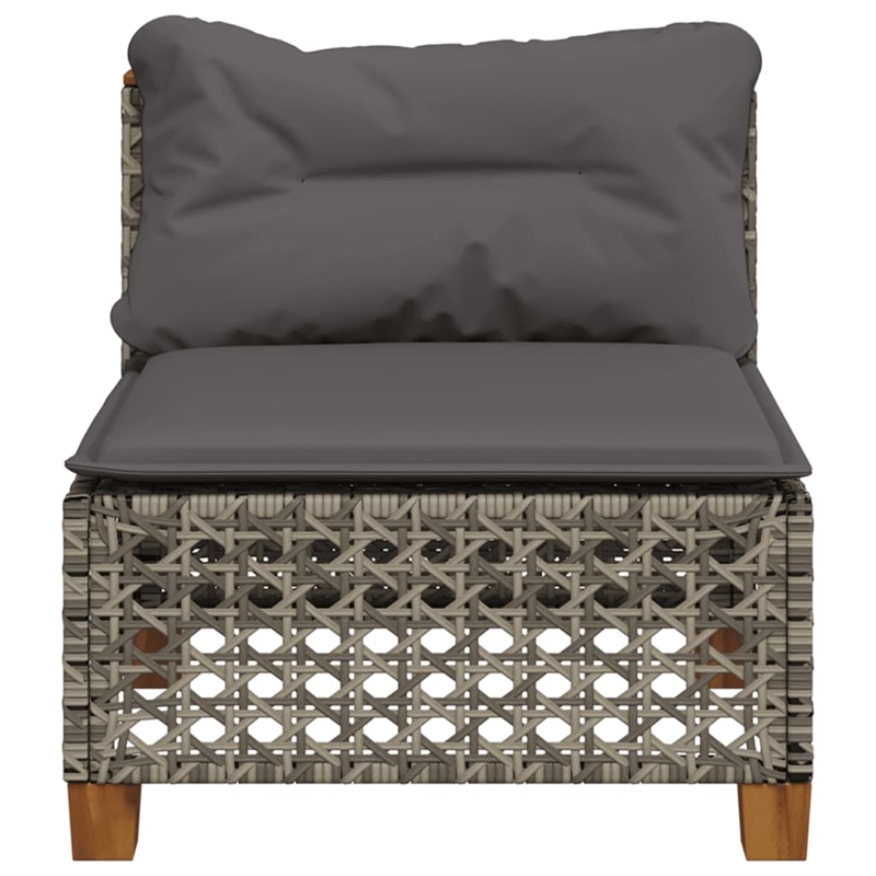Afuera Living Poly Rattan Patio Armless Sofa With Cushions in Dark Gray