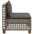 Afuera Living Poly Rattan Patio Armless Sofa With Cushions in Dark Gray