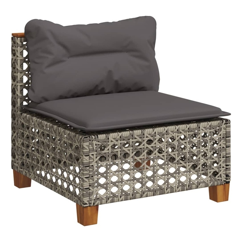 Afuera Living Poly Rattan Patio Armless Sofa With Cushions in Dark Gray