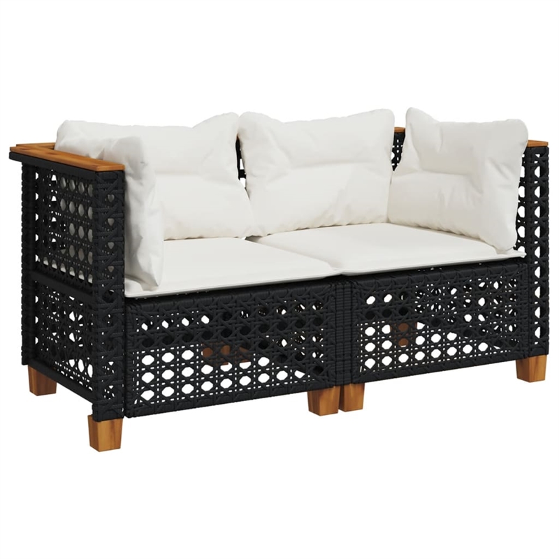 Afuera Living 2 Piece PE Rattan Medium Modular Garden Sofa Set in Black