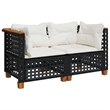 Afuera Living 2 Piece PE Rattan Medium Modular Garden Sofa Set in Black