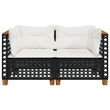 Afuera Living 2 Piece PE Rattan Medium Modular Garden Sofa Set in Black