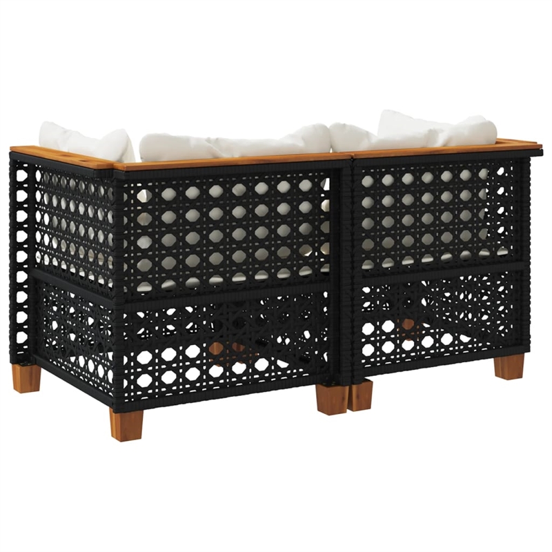 Afuera Living 2 Piece PE Rattan Medium Modular Garden Sofa Set in Black