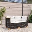 Afuera Living 2 Piece PE Rattan Medium Modular Garden Sofa Set in Black