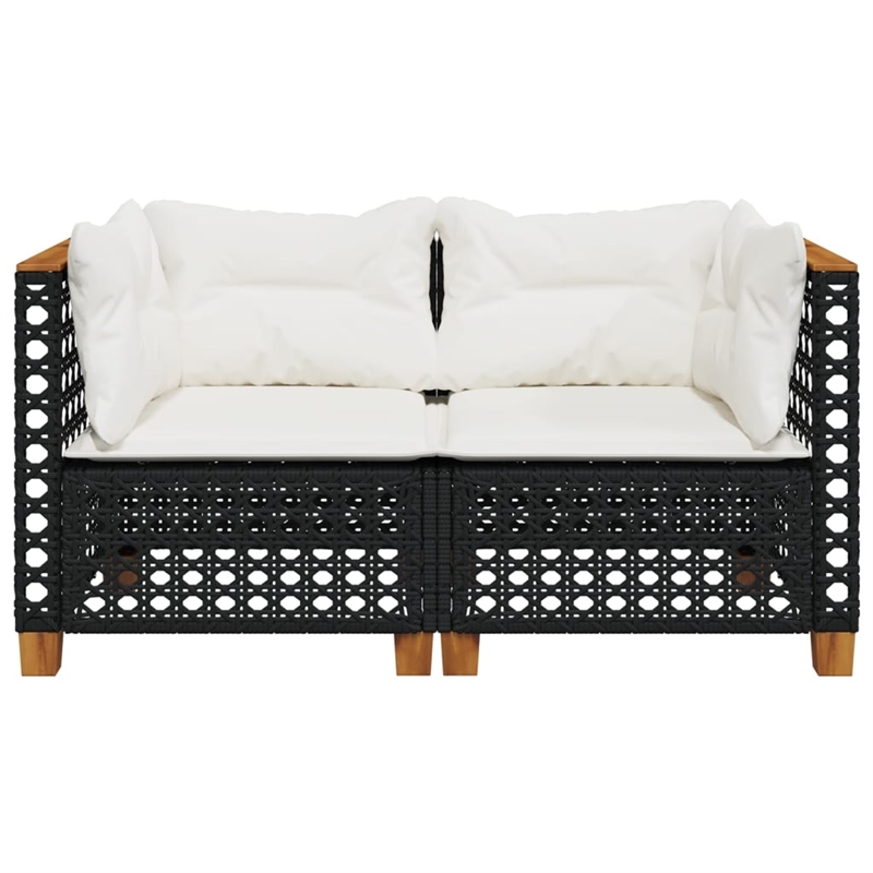 Afuera Living 2 Piece PE Rattan Medium Modular Garden Sofa Set in Black