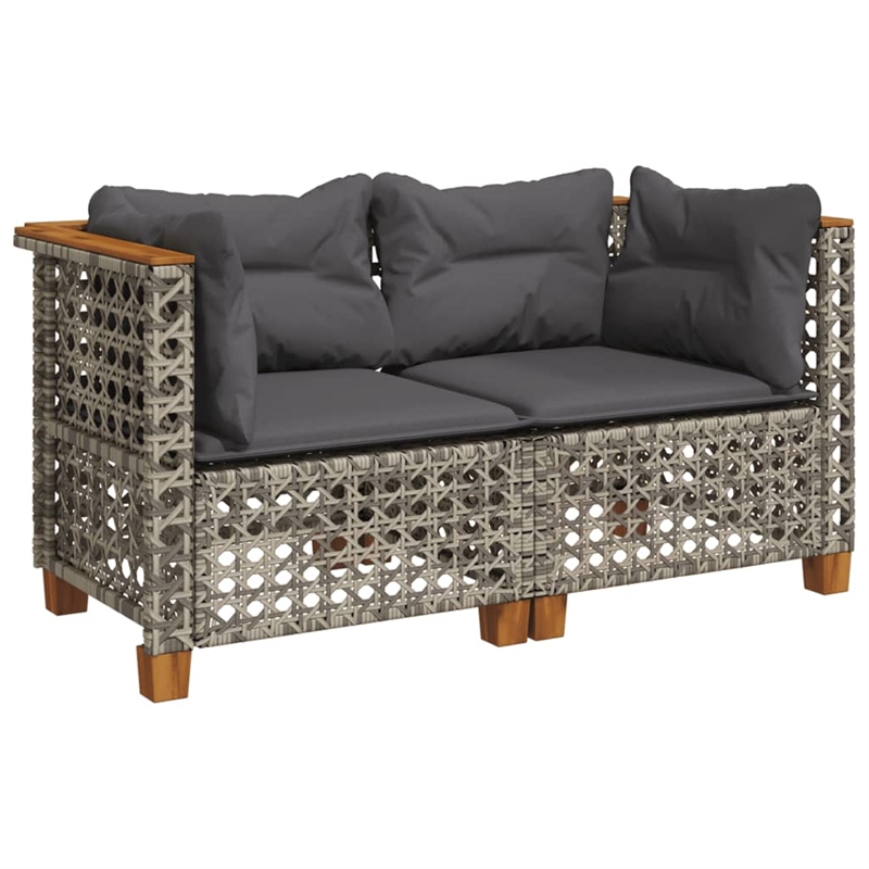 Afuera Living Contemporary Rattan 2 Piece Garden Sofa Set in Gray