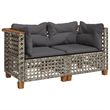 Afuera Living Contemporary Rattan 2 Piece Garden Sofa Set in Gray