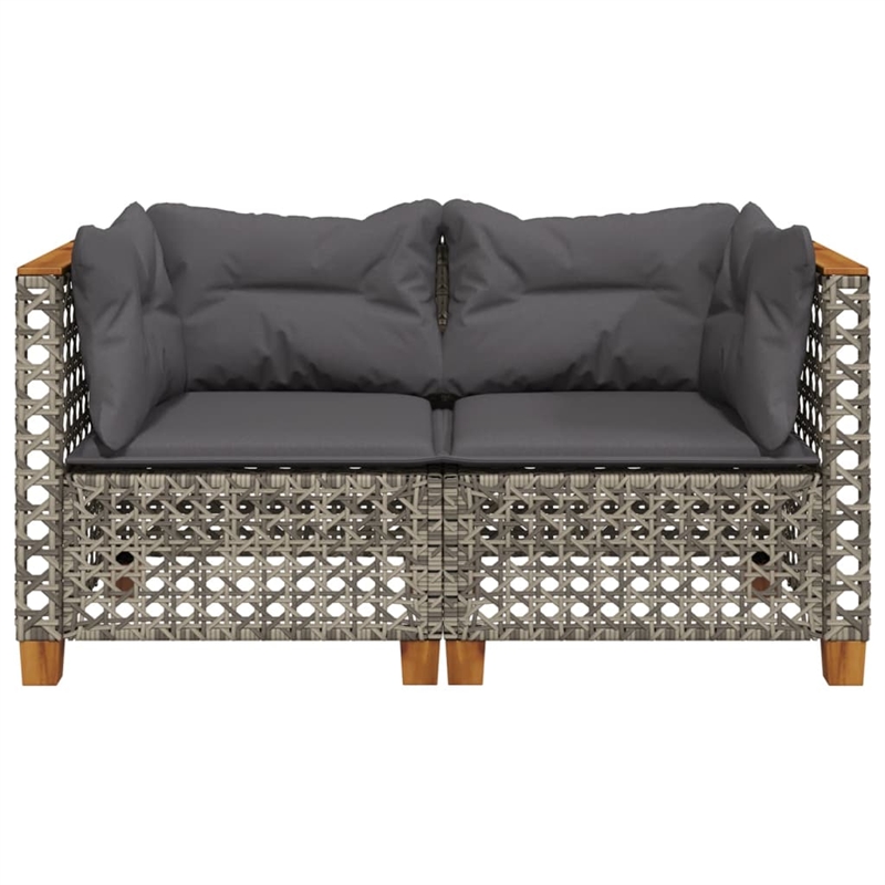 Afuera Living Contemporary Rattan 2 Piece Garden Sofa Set in Gray