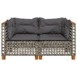 Afuera Living Contemporary Rattan 2 Piece Garden Sofa Set in Gray