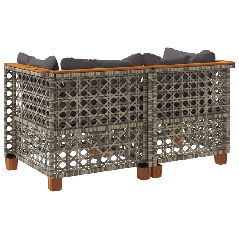 Afuera Living Contemporary Rattan 2 Piece Garden Sofa Set in Gray