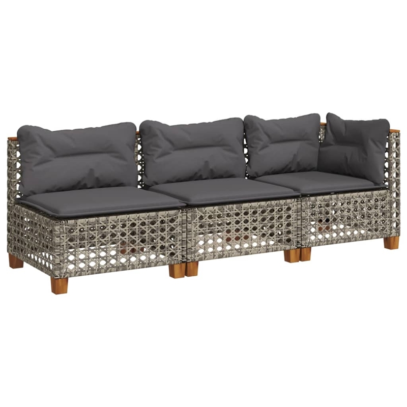 Afuera Living Contemporary Rattan 3 Piece Garden Sofa Set in Gray