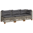 Afuera Living Contemporary Rattan 3 Piece Garden Sofa Set in Gray