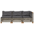 Afuera Living Contemporary Rattan 3 Piece Garden Sofa Set in Gray