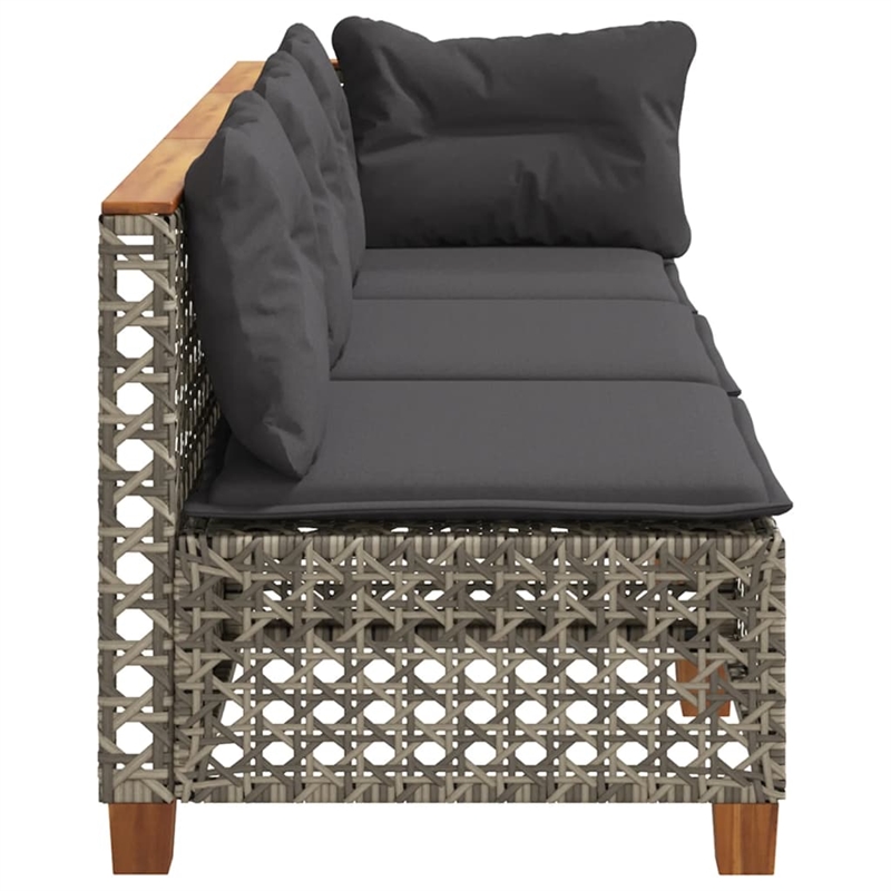 Afuera Living Contemporary Rattan 3 Piece Garden Sofa Set in Gray