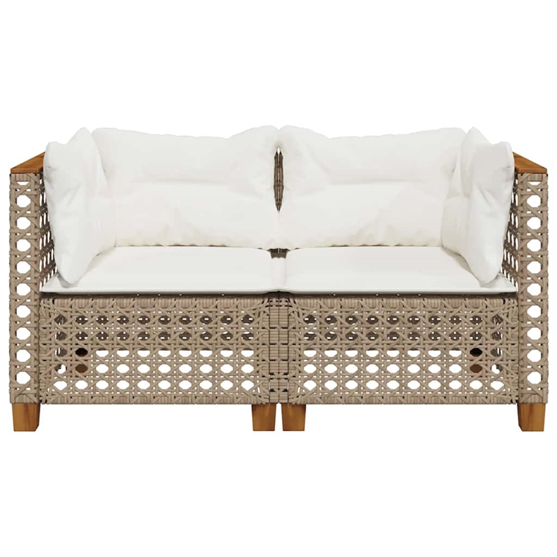 Afuera Living Contemporary Rattan 2 Piece Garden Sofa Set in Beige