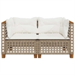 Afuera Living Contemporary Rattan 2 Piece Garden Sofa Set in Beige