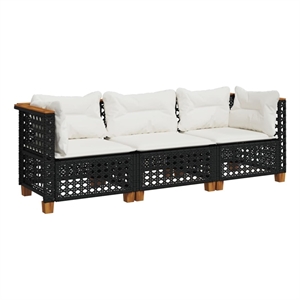 Afuera Living Contemporary 3 Piece Garden Sofa Set in Black And Cream