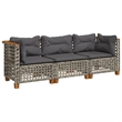 Afuera Living 3 Piece PE Rattan 3-Seater Modular Garden Sofa Set in Gray